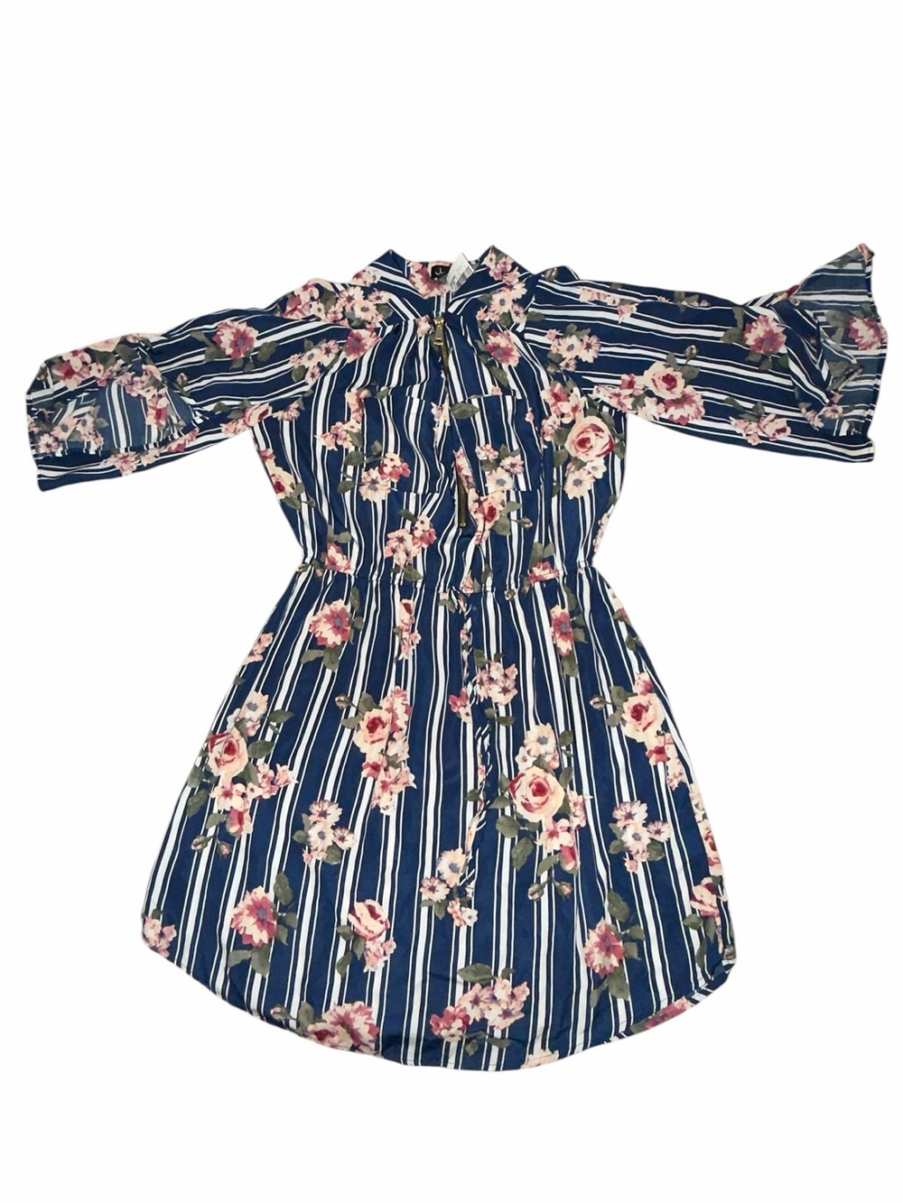 Justify Navy Blue Floral Stripe Dress